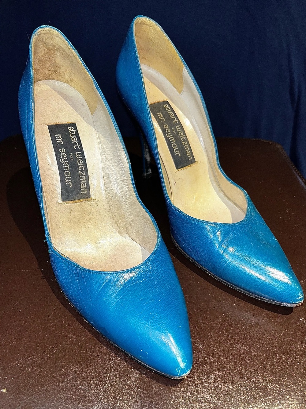 Stuart Weitzman Turquoise Leather Pointed-Toe Stiletto Pumps size 7